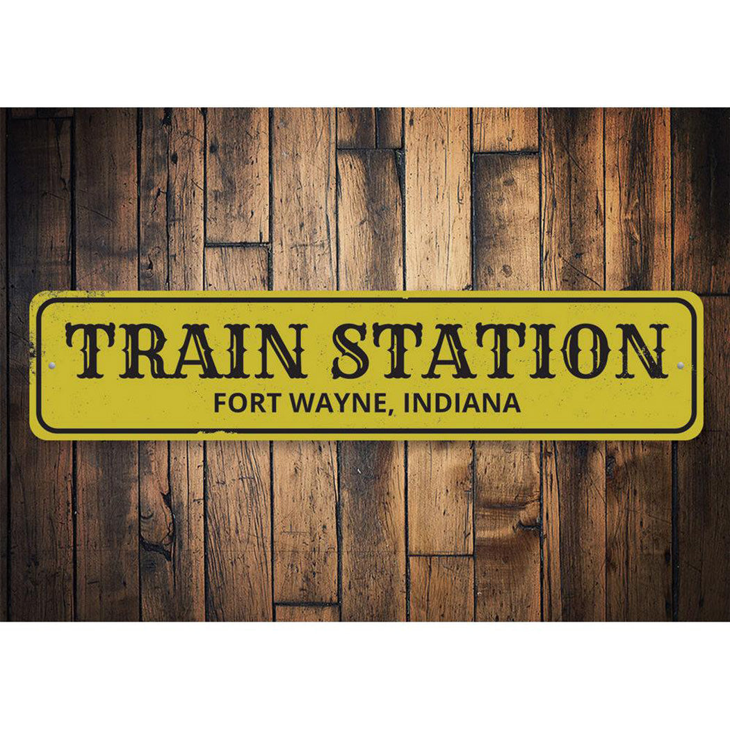 Train Station City State Sign