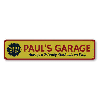 Open Garage Metal Sign