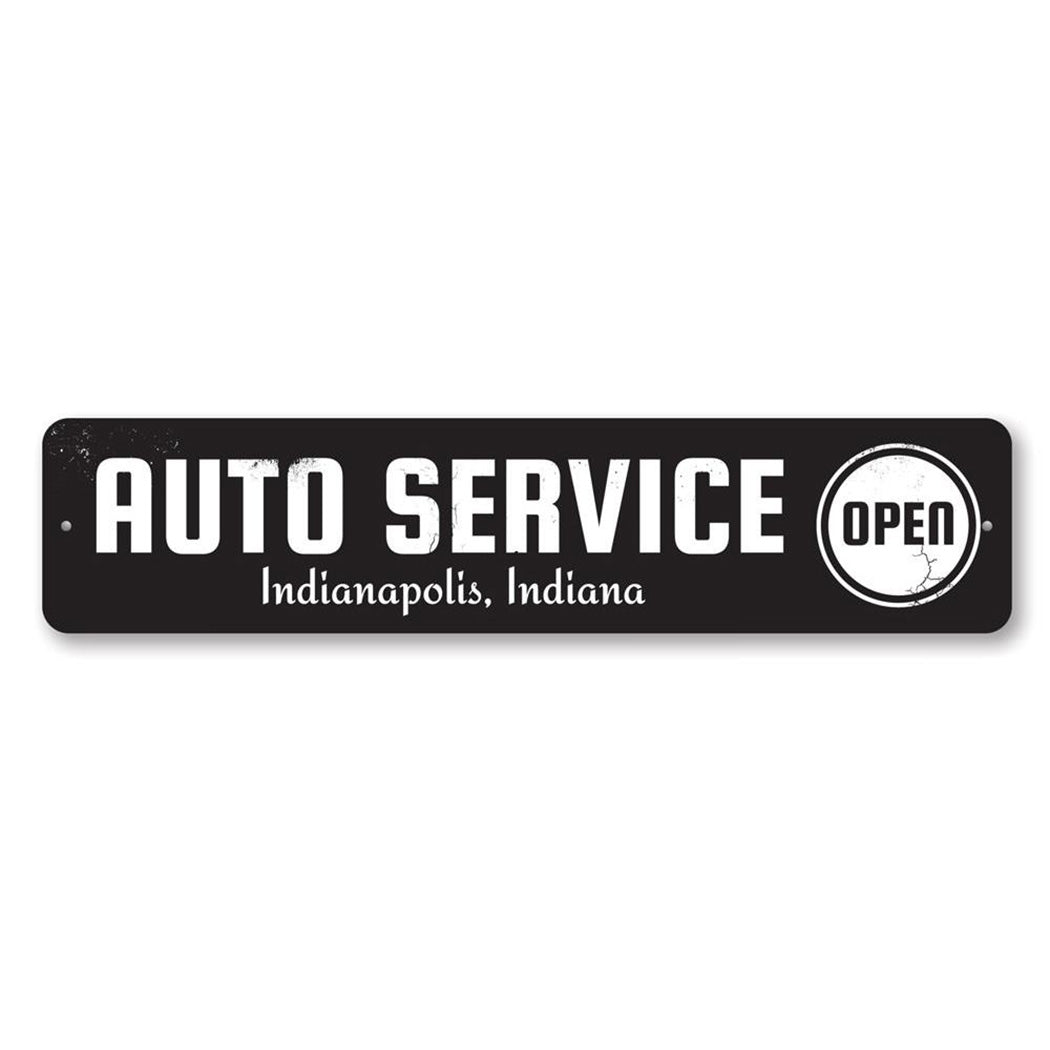 Open Auto Service Metal Sign
