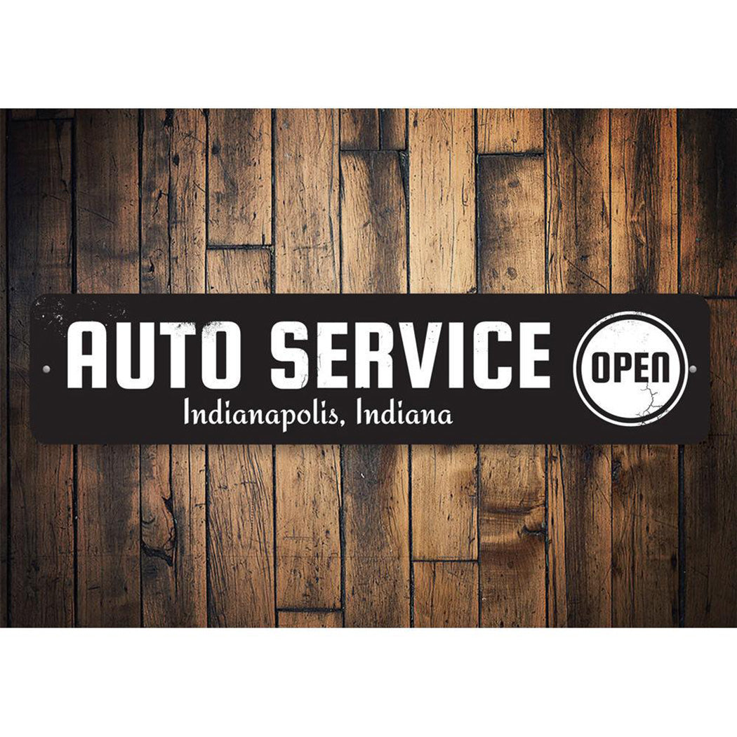 Open Auto Service Sign
