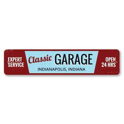 Classic Garage City State Metal Sign