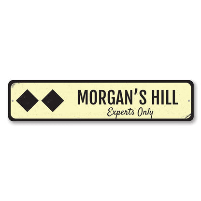 Double Black Diamond Skiing Metal Sign