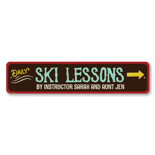 Ski Lessons Metal Sign