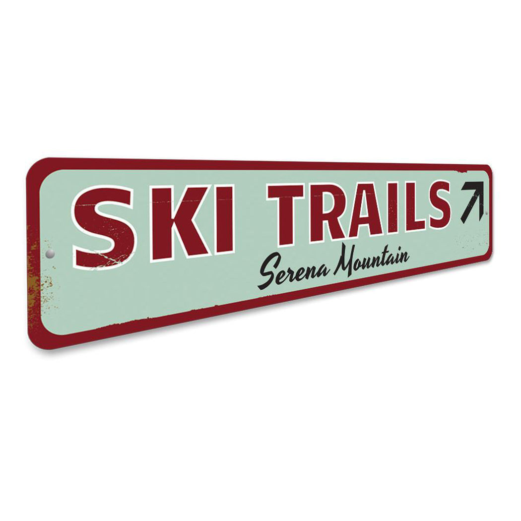 Mountain Ski Trails Arrow Sign