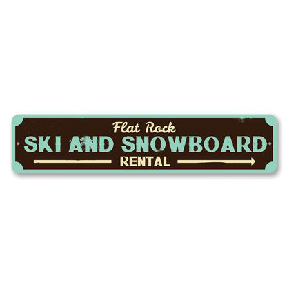 Ski & Snowboard Rental Metal Sign