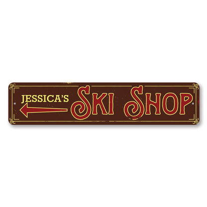 Ski Shop Arrow Metal Sign