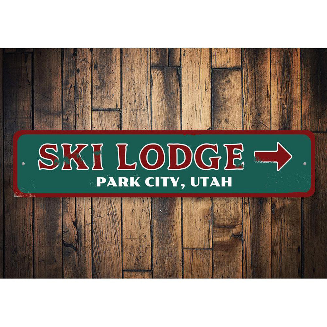 Ski Lodge Arrow Sign