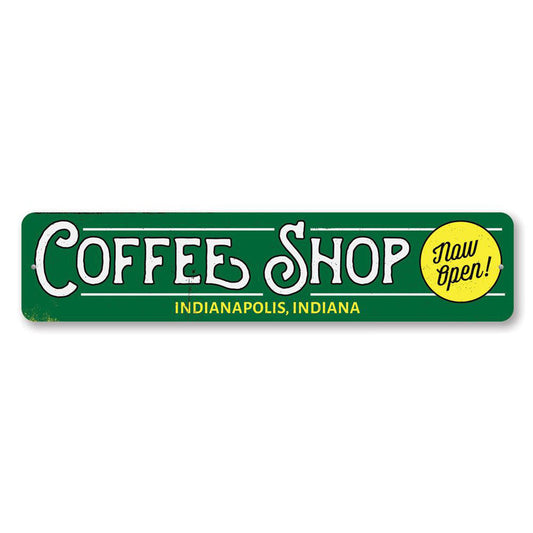 Coffee Shop Location Metal Sign