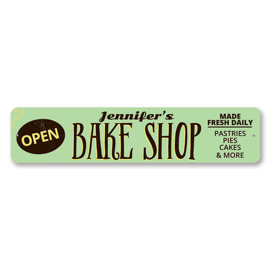 Bake Shop Open Metal Sign