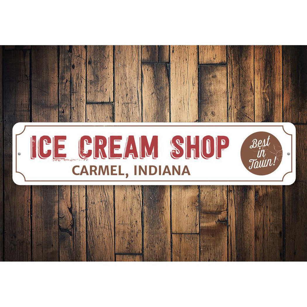 Ice Cream Shop Location Sign
