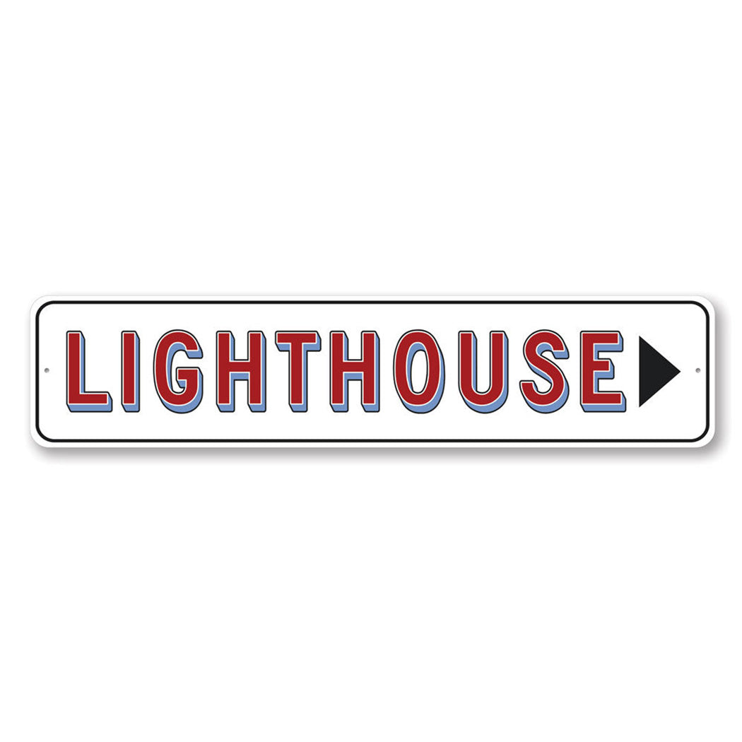 Lighthouse Triangle Arrow Sign