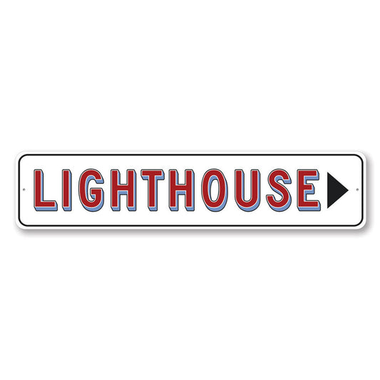 Lighthouse Triangle Arrow Sign