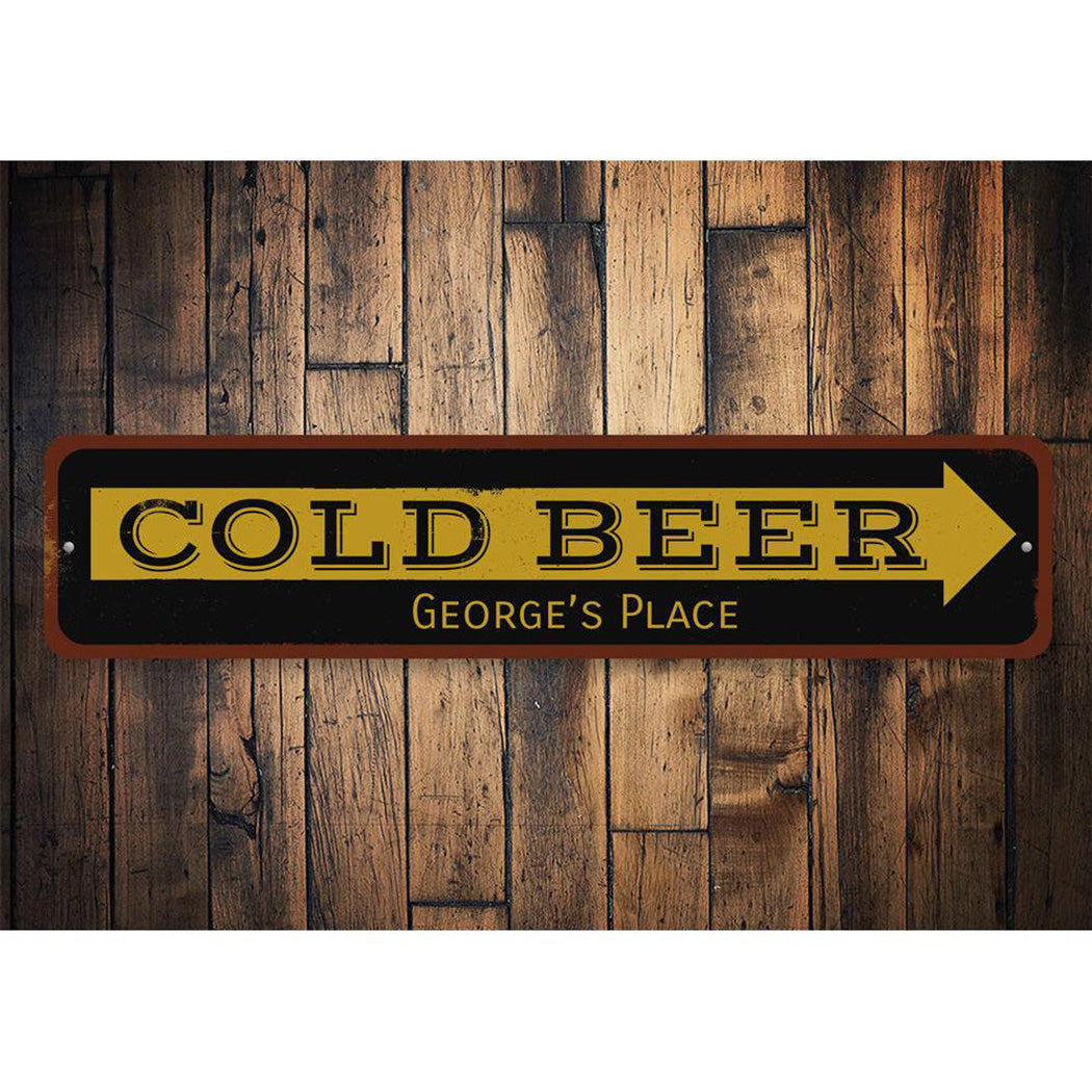 Cold Beer Arrow Sign