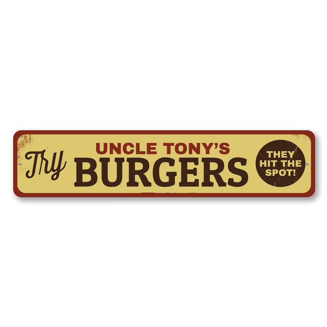 Try Burgers Metal Sign