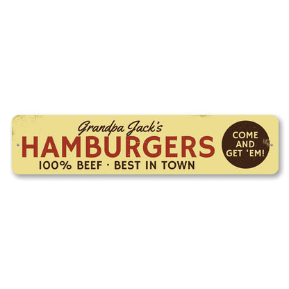 Classic Hamburgers Metal Sign