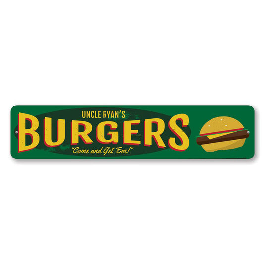 Burgers Metal Sign
