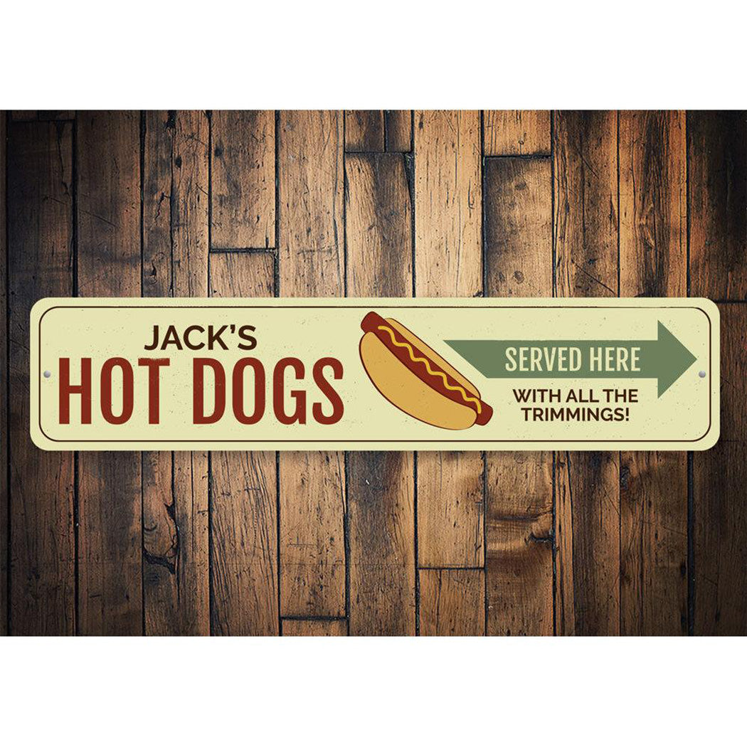 Hot Dogs Served Here Sign