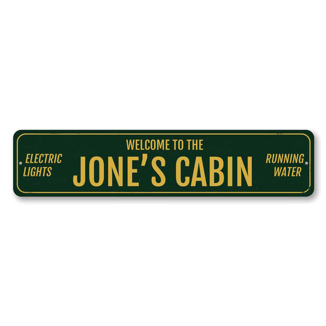 Welcome Family Name Cabin Metal Sign