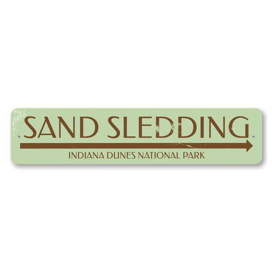 Sand Sledding Metal Sign