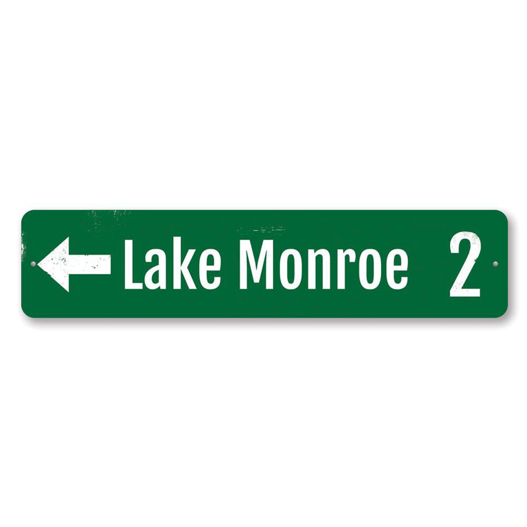 Lake Directional Mileage Metal Sign