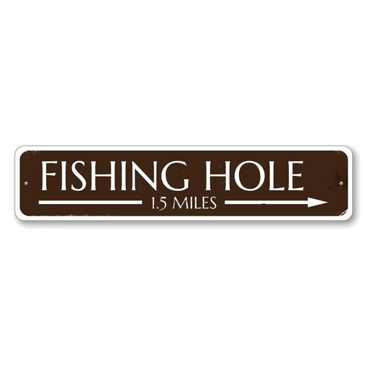 Fishing Hole Arrow Metal Sign