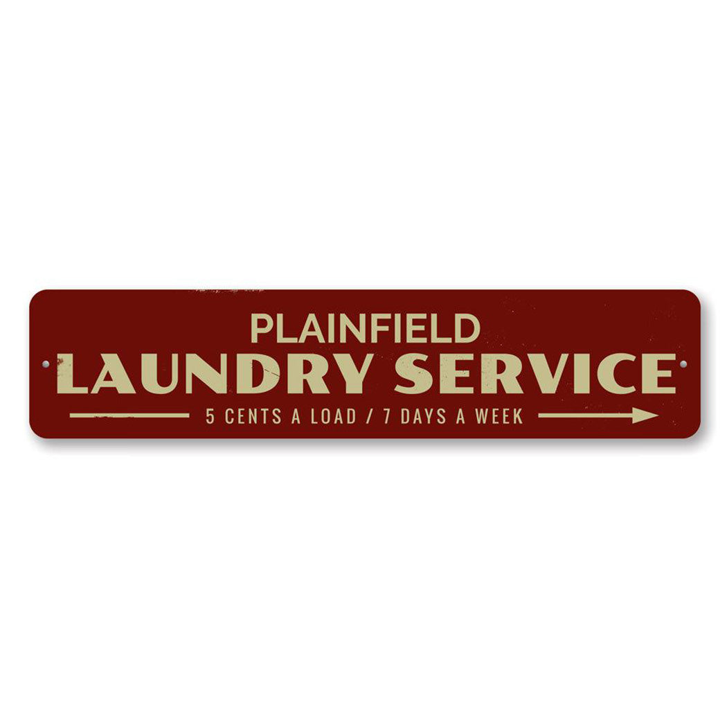 Laundry Service Arrow Metal Sign