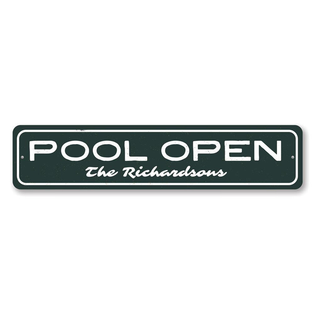 Pool Open Metal Sign