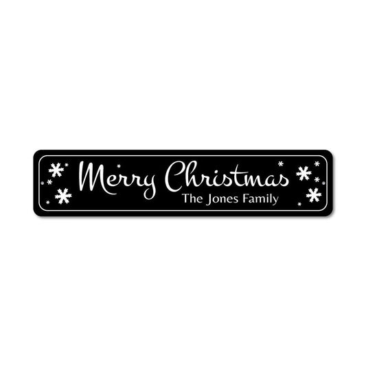 Merry Christmas Snowflake Metal Sign