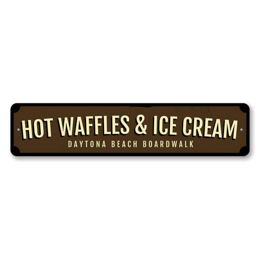 Hot Waffles & Ice Cream Metal Sign