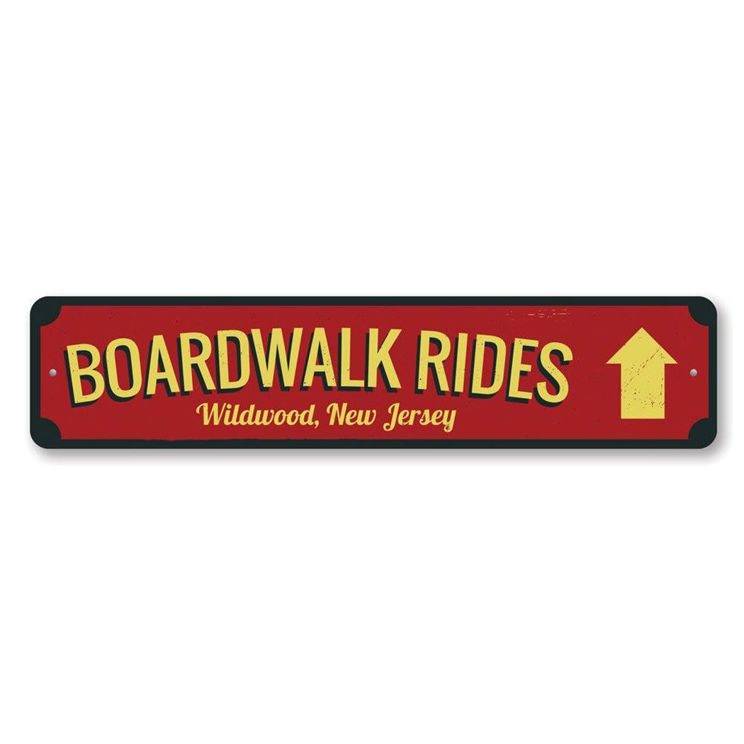 Boardwalk Rides Arrow Metal Sign