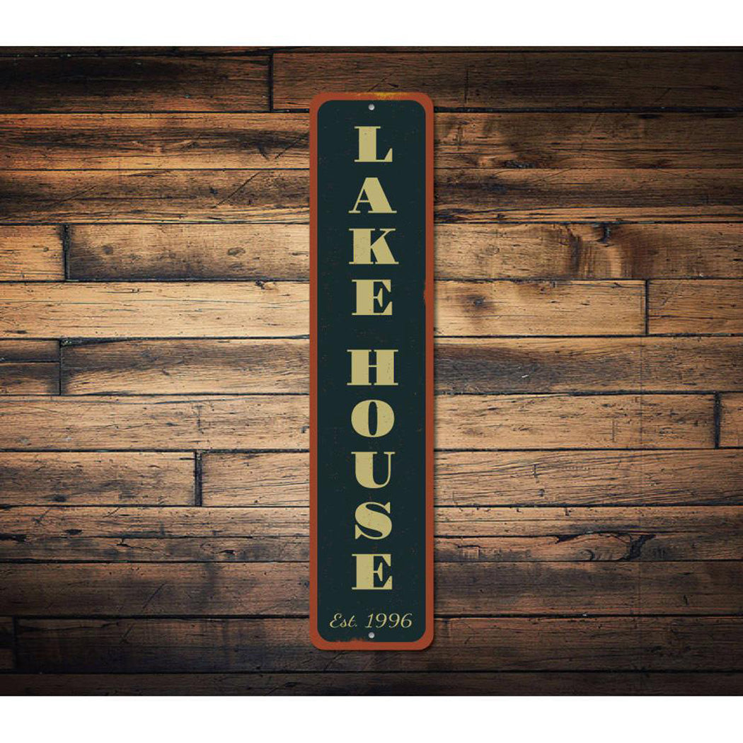 Established Date Lake House Vertical Sign