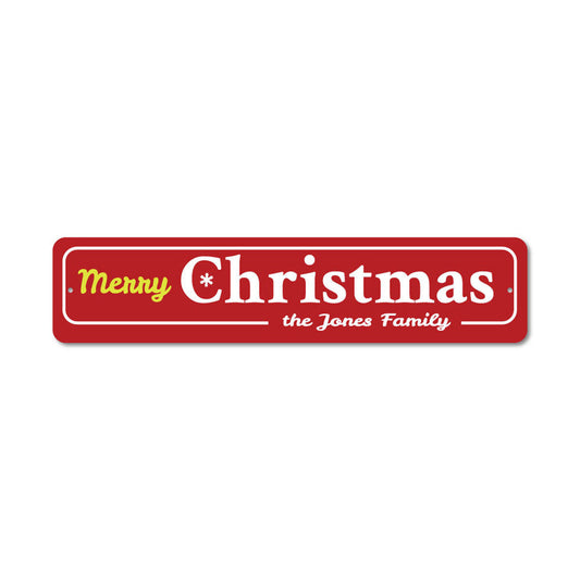 Family Merry Christmas Snowflake Metal Sign