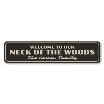 Welcome to Our Neck of the Woods Metal Sign