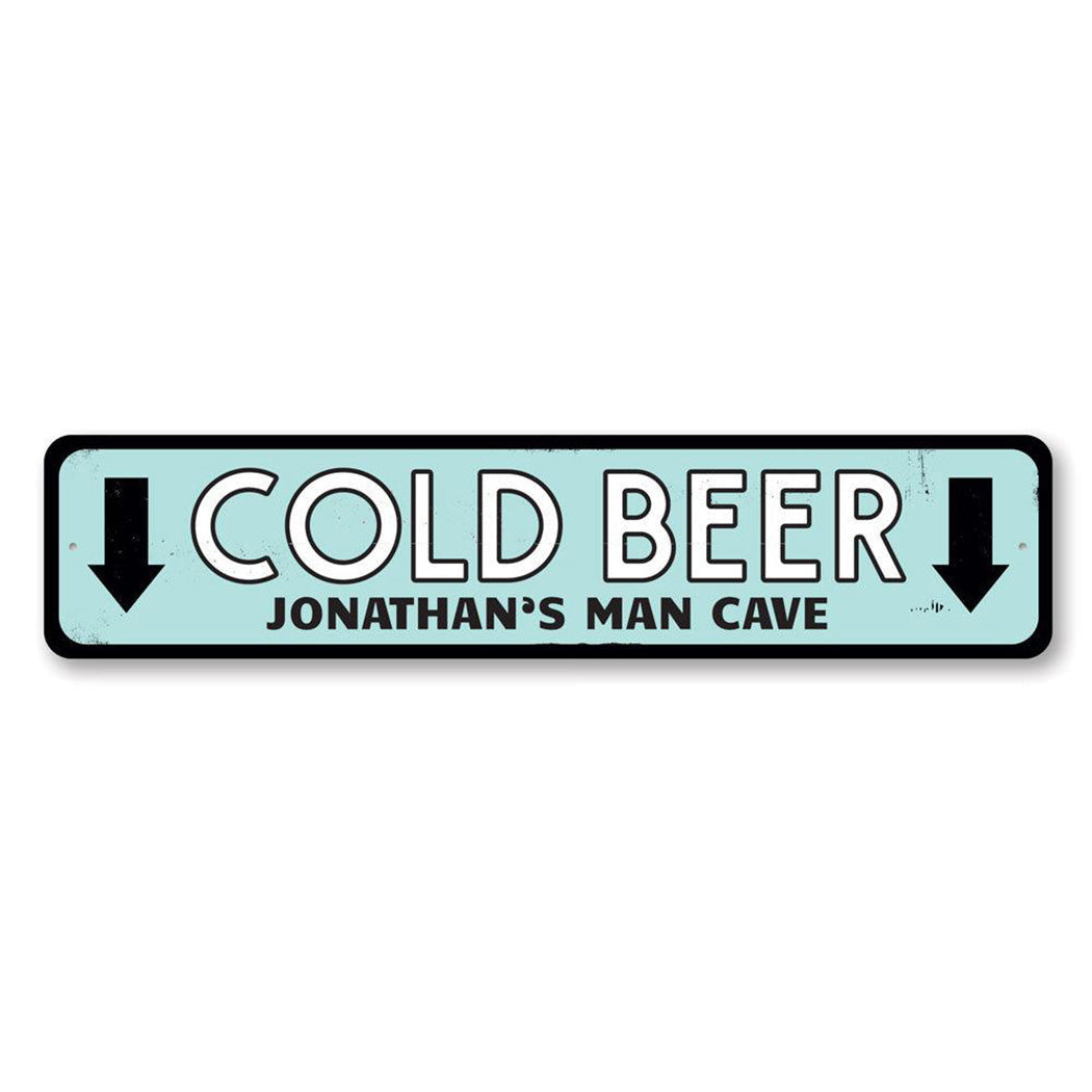 Cold Beer Arrows Metal Sign
