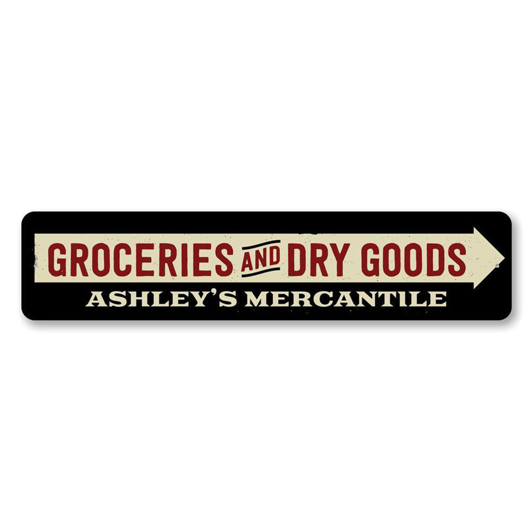 Groceries and Dry Goods Metal Sign