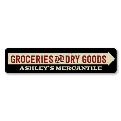 Groceries and Dry Goods Metal Sign