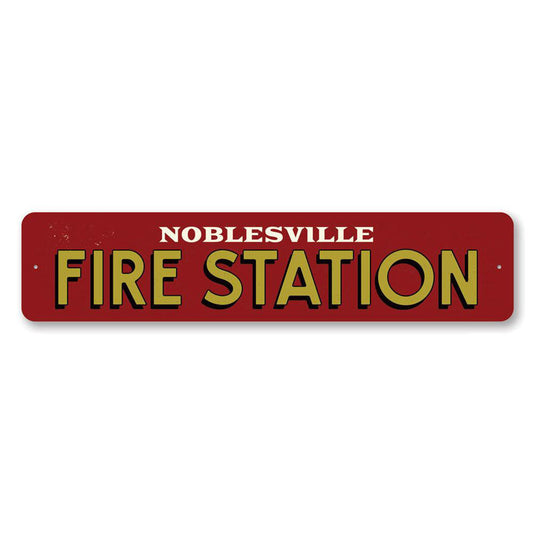 Fire Station City Metal Sign