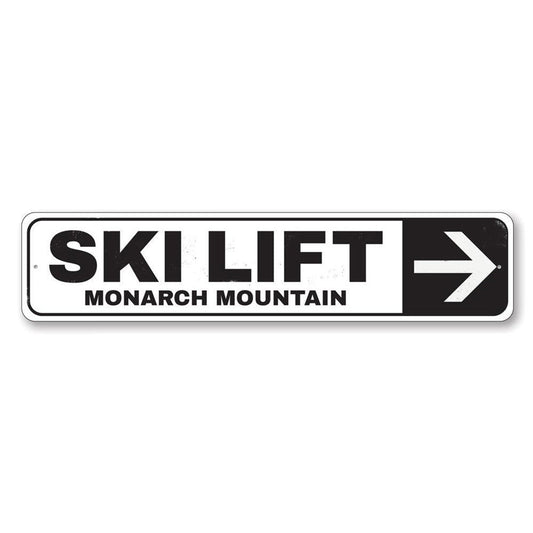 Ski Lift Arrow Metal Sign