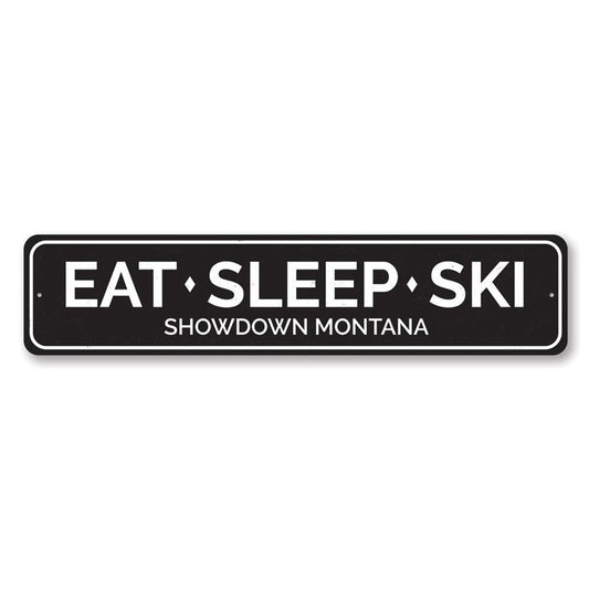 Eat Sleep Ski Metal Sign