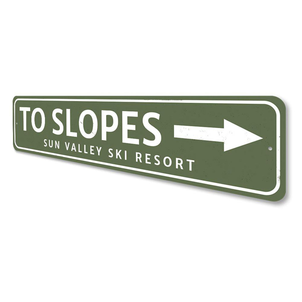 To Slopes Ski Resort Sign