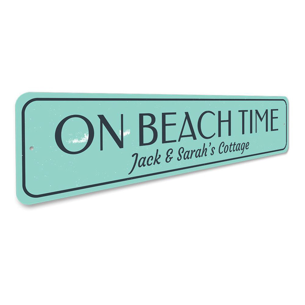 On Beach Time Family Name Sign