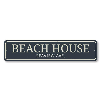 Beach House Street Name Metal Sign