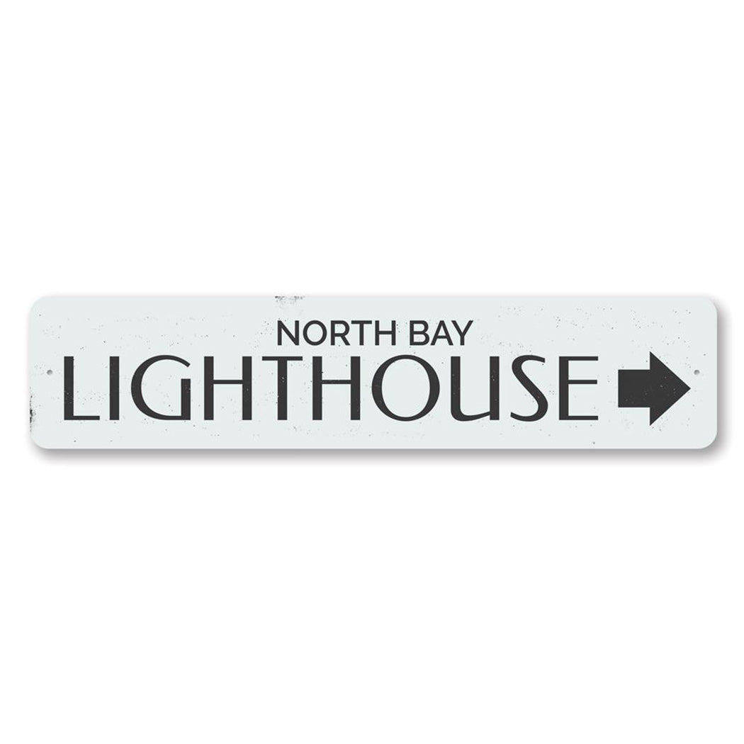 Lighthouse Arrow Metal Sign