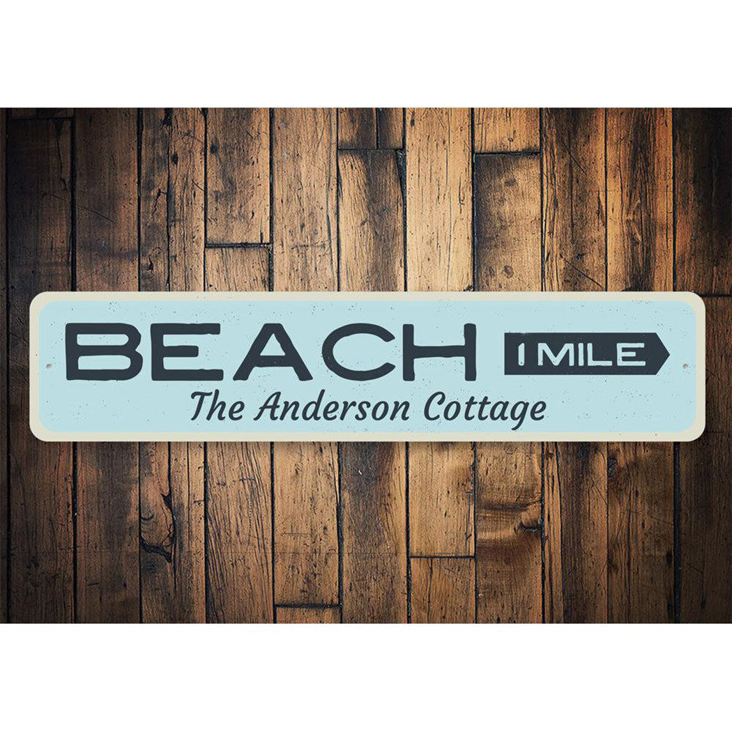 Beach Mileage Arrow Sign