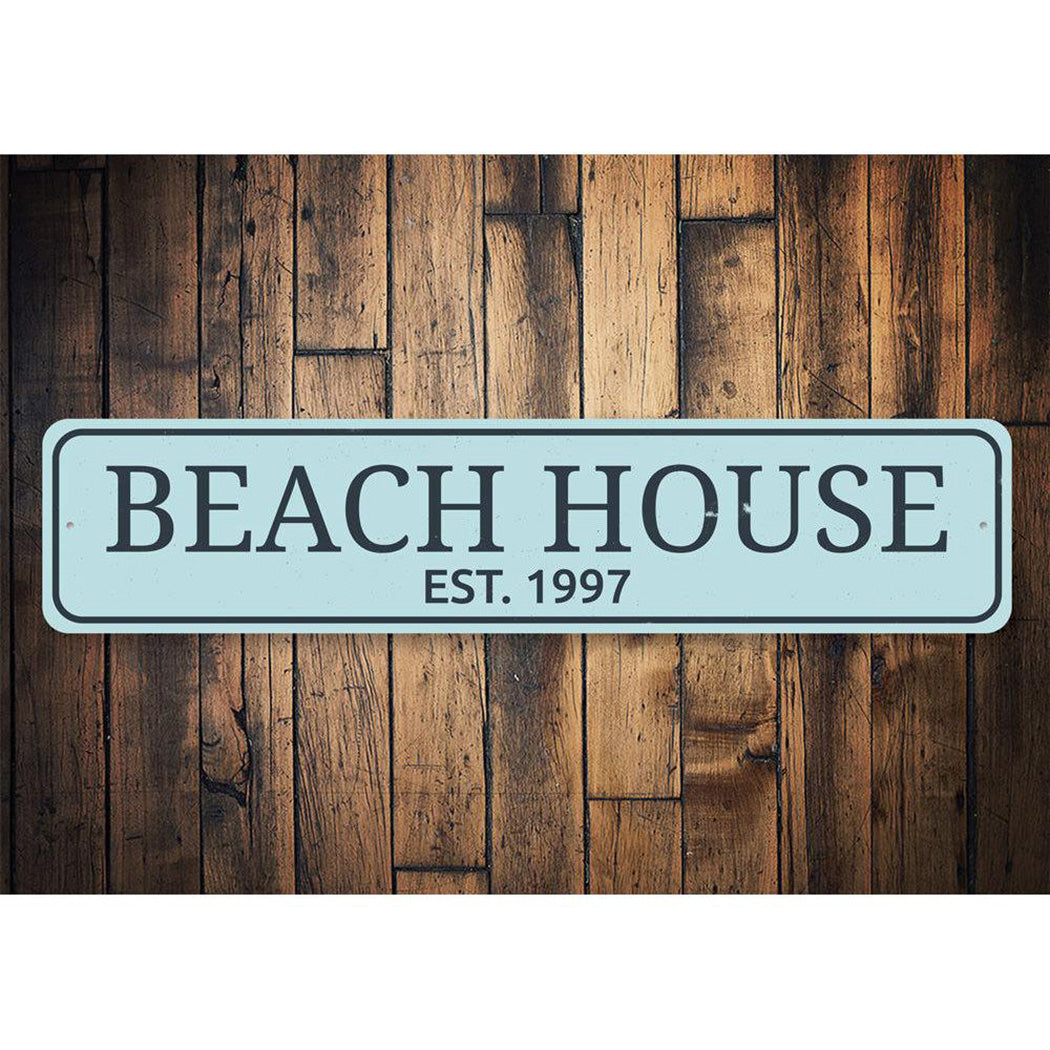 Beach House Established Date Sign