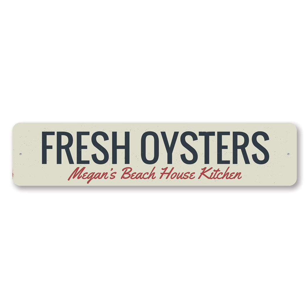 Fresh Oysters Metal Sign