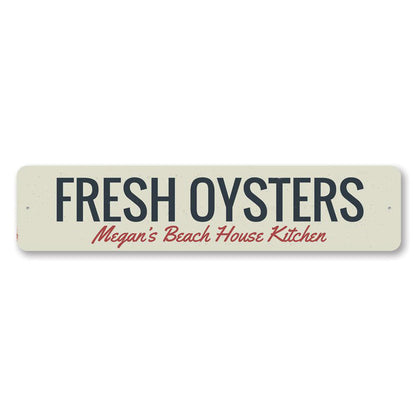 Fresh Oysters Metal Sign