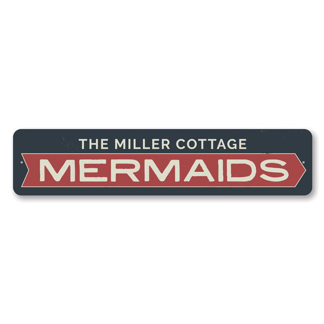 Mermaids Arrow Metal Sign