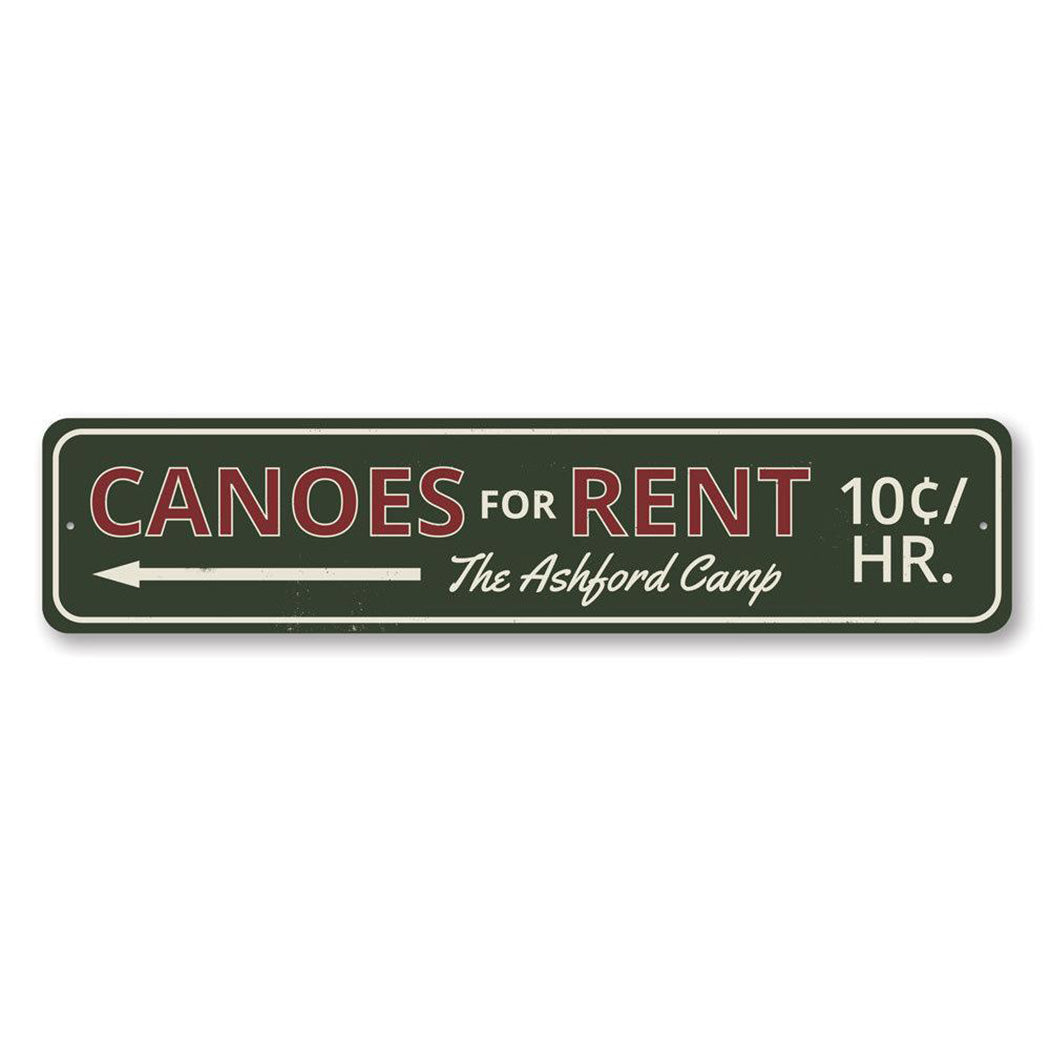 Canoes For Rent Metal Sign