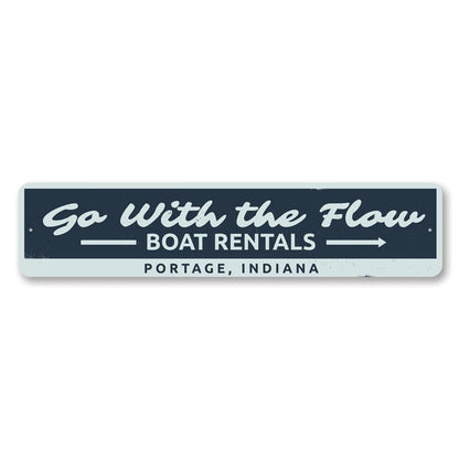 Go with the Flow Lake Metal Sign